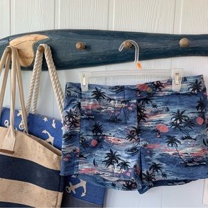 J Crew 3 inch inseam stretch beach shorts.